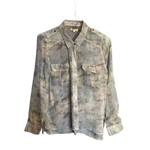 Silence + Noise Urban Outfitters Sheer Tie Dye  Pastel High Low Split Hem Blouse